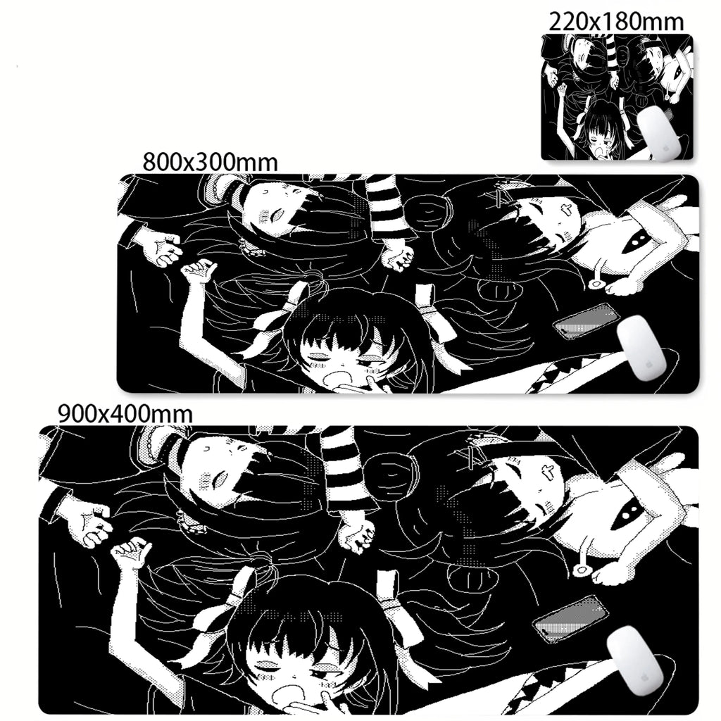XXL Anime Girl Mouse Pad Black White Mousepad Large Gaming Keyboard Pads Office Pc Accessories Desk Mat PC Cabinet Mats Rug