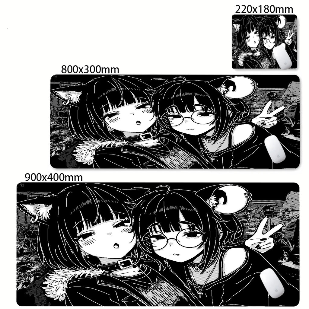 XXL Anime Girl Mouse Pad Black White Mousepad Large Gaming Keyboard Pads Office Pc Accessories Desk Mat PC Cabinet Mats Rug